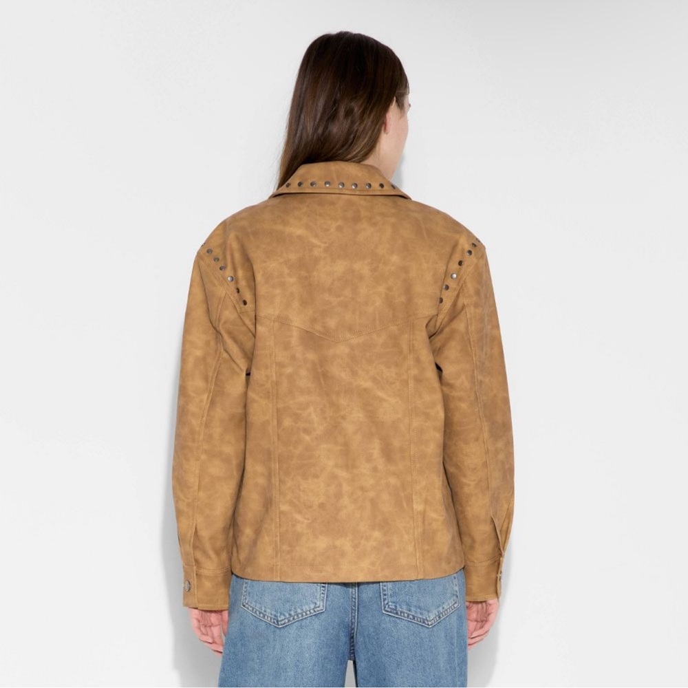wild fable Tan Suede Fringe Leather Jacket - Picture 3 of 3